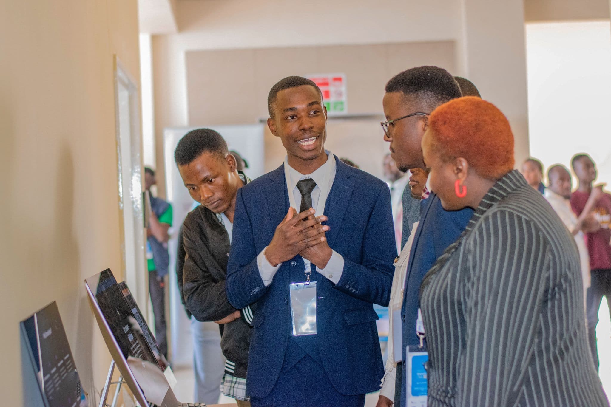 Timothy Miamba presenting at a technology showcase